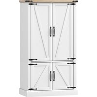 HOMCOM Buffet de cuisine, armoire de cuisine avec 4 portes, 6 porte-épices et étagères réglables, 76,3 x 40 x 136 cm, blanc