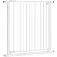 PawHut Barrière de sécurité chien extensible, largeur réglable de 76-80 cm, barrière d'escalier à fixation par pression, blanc
