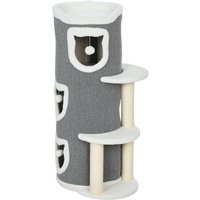 PawHut Tour pour chat à 4 niveaux arbre à chat stable avec griffoirs en sisal et bord en peluche 2 plateformes 50x36x101cm gris
