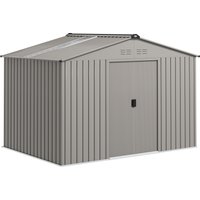 Outsunny Garden Storage Shed, Metal Outdoor Storage Shed House with Foundation Kit, Ventilation, Doors, 9 x 6FT, Grey | Aosom Ireland