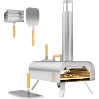 Outsunny Outdoor Pizza Oven, Portable Wood Pellet Pizza Oven with Pizza Stone and Peel, Foldable Legs, Chimney, 12 Inch Wood Fired Pizza Maker for Outdoor Cooking, Stainless Steel | Aosom Ireland