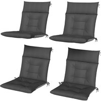 Outsunny Lot de 4 coussins déperlants antidérapants avec sangles, intérieur/extérieur 111,5 x 53 x 8 cm Gris foncé