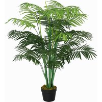 Outsunny Palmier artificiel 125 cm Grand plante artificielle avec 18 palmes en pot pour salon balcon