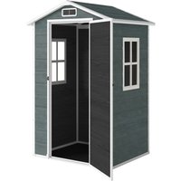 Outsunny Abri de jardin en plastique avec plancher porte verrouillable fenêtre et ventilation 128 x 104 x196 cm gris