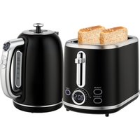 HOMCOM Ensemble bouilloire et grille-pain, bouilloire en acier inoxydable 1,7 L et 2200 W et grille-pain à 2 tranches, noir