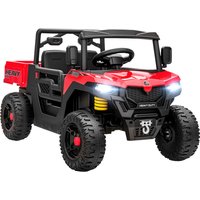 AIYAPLAY Macchina Elettrica Bambini 12V con Telecomando, Sospensioni, Bagagliaio e Musica, Età 3-8 Anni, Rosso Aosom Italy