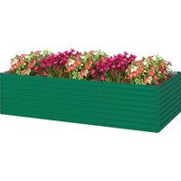 Outsunny Jardinière extérieure, carré potager de jardin rectangulaire bordure de sécurité et fond ouvert, 240 x 120 x 60 cm, vert