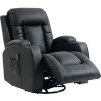 HOMCOM Fauteuil inclinable de massage et chauffage, fauteuil de relaxation, dossier réglable, pivotant 360°, 82x99x103cm, noir