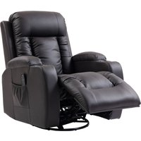 HOMCOM Fauteuil inclinable de massage et chauffage, fauteuil de relaxation, dossier réglable, pivotant 360°, 82x99x103cm, marron