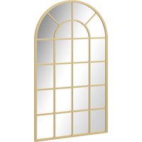 HOMCOM Miroir verrière arche style industriel fenêtre arcade métal 110 x 65 cm doré