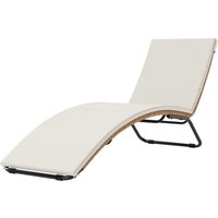 Outsunny Bain de soleil en résine tressée transat de jardin design en S courbe naturelle structure robuste acier coussin crème