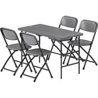 Outsunny Salon de jardin extérieur table de jardin extérieure avec 4 chaises pliables table réglable en hauteur 118 cm gris foncé