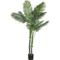 HOMCOM Plante artificielle intérieure 180 cm, palmier Areca arbre artificiel avec pot en plastique et flocage, vert