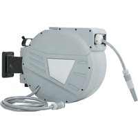 Outsunny Enrouleur Tuyau Arrosage Mural 30+2 m x Ø 15mm, Dévidoir de Tuyaux d'Eau Rétractable Automatique Pivotant à 180°, Gris