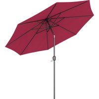 Outsunny Parasol en métal rond polyester 180g/m² manivelle inclinable Ø 3 x 2,45 m bordeaux