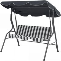 Outsunny Balancelle de Jardin 3 Places Toit imperméabilisé Inclinaison réglable Coussins Assise Dossier gris, blanc rayé