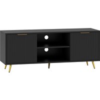 HOMCOM Modern TV Stand Cabinet for TVs up to 55", TV Unit with 2 Open Shelves, 2 Cabinets and Cable Management for Living Room, Black