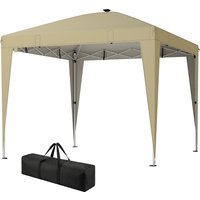 Outsunny Tonnelle de jardin 3 x 3 m avec éclairage pop up tente pliante réglable en hauteur télécommande sac de transport crème