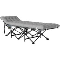 Outsunny Lit de camping pliable avec matelas, Lit de Camp Pliant, pochette latérale et sac intégré, 185 x 68 x 37 cm, gris clair