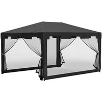 Outsunny Tonnelle de jardin 3 x 4 m, barnum de jardin, parois latérales en maille et 2 portes, pour fêtes et mariages, gris foncé