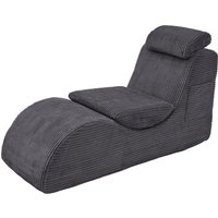 Fauteuil de loisirs moderne avec dossier ergonomique, coussin d'assise amovible et poche latérale, 160x66x90 cm, Gris foncé