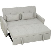 HOMCOM Canapé convertible 2 places 3 en 1, canapé-lit clic-clac, lit gigogne, dossier réglable, 2 coussins, 158x85x85cm, gris