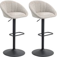 HOMCOM Lot de 2 tabourets de bar, chaises de bar hauteur réglable avec dossier et accoudoirs, repose-pieds, beige