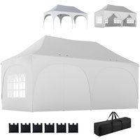 Outsunny Tonnelle pliante barnum imperméable anti-UV 6 parois latérales 6 sacs de sable 12 trous de drainage 3x6m blanc