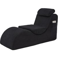 Fauteuil de loisirs moderne avec dossier ergonomique, coussin d'assise amovible et poche latérale, 160x66x90 cm, Noir
