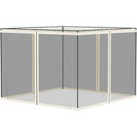 Outsunny Moustiquaires pour barnum de jardin 3 x 3 m - lot de 4 moustiquaires zippées + crochets d'attaches - polyester nylon