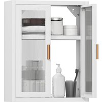 HOMCOM Armoire murale de salle de bain, meuble haut salle de bains avec 2 portes cannelées, étagère réglable, 40x14x50cm, blanc