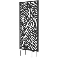 Outsunny Panneau Brise Vue décoratif Extérieur, Claustra Décoratif Jardin à motif découpé en feuilles, 130 x 65 cm, Noir