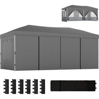 Outsunny Tonnelle de jardin 3 x 6 m pop up tonnelle pliante réglable en hauteur protection UV50+ montage facile gris foncé