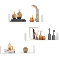 HOMCOM Lot de 3 étagères murales flottantes grain de bois blanc charge max. 5 kg Idéal pour salon, chambre, bureau