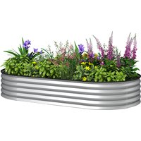 Outsunny Jardinière surélevée galvanisée en acier lit de jardin bordure caoutchouc 181 x 93 x 30 cm argent