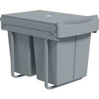 HOMCOM Poubelle cuisine, poubelle sous évier coulissante encastrable avec 2 x 20 L compartiments amovibles, 52x33,5x41cm, gris