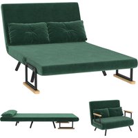 HOMCOM Canapé convertible 2 places 4 en 1, canapé-lit avec dossier réglable sur 5 niveaux, 2 coussins, 102 x 73 x 81 cm, vert