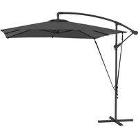 Outsunny Parasol déporté parasol de jardin extérieur Toile ajustable 8 baleines base en croix manivelle, 2,5 x 2,5 m, gris foncé
