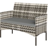 Outsunny Canapé de jardin 2 places en résine tressée avec coussins canapé d'extérieur avec accoudoirs 115 x 63 x 85 cm gris clair