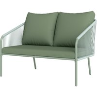 Outsunny Canapé de jardin 2 places en résine tressée avec coussins canapé d'extérieur accoudoirs cadre en acier 112x72x76cm vert