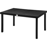 Outsunny Table à manger de jardin pour 6 personnes, en aluminium, 140 x 90 x 74 cm, aspect noir