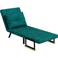HOMCOM Fauteuil convertible 1 place fauteuil-lit chauffeuse 3 en 1 dossier réglable oreiller tissu velours 63x73x81cm vert