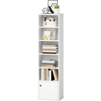 HOMCOM Bibliothèque meuble de rangement 6 niveaux avec 3 étagères réglables et placard, style moderne 40 x 30 x 156 cm blanc