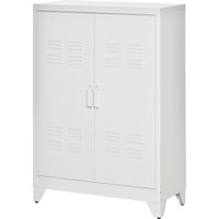 HOMCOM Armoire de bureau à 3 niveaux meuble de rangement bureau métallique 2 portes étagères réglables 75 x 33 x 110 cm blanc