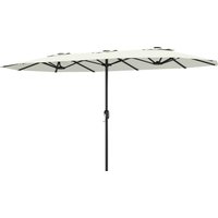 Outsunny Parasol de jardin extérieur, grand parasol double 4,6 m avec manivelle et protection UV50+, housse de protection, crème