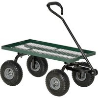 Outsunny Garden Trolley Cart, Heavy Duty Garden Cart with Metal Frame, 10" Pneumatic Wheels, Rotating Handle, 150kg Capacity, for Garden, Farm, Green