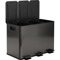 HOMCOM Poubelle de cuisine 45L avec 3 compartiments de 15L, couvercle, seaux intérieurs amovibles, 3 x 15L, noir