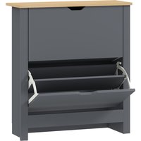 HOMCOM Shoe Cabinet for 12 Pairs, Narrow Shoe Storage with 2 Flip-Down Drawers and Adjustable Shelves, Dark Gray | Aosom Ireland