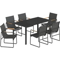 Outsunny 7-Piece Outdoor Glass Dining Set, Garden Table and Chairs, Black | Aosom Ireland