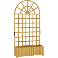 Aosom Outsunny Wooden Raised Planter with Trellis Raised Bed for Garden with Lattice and Drainage Holes for Climbing Plants